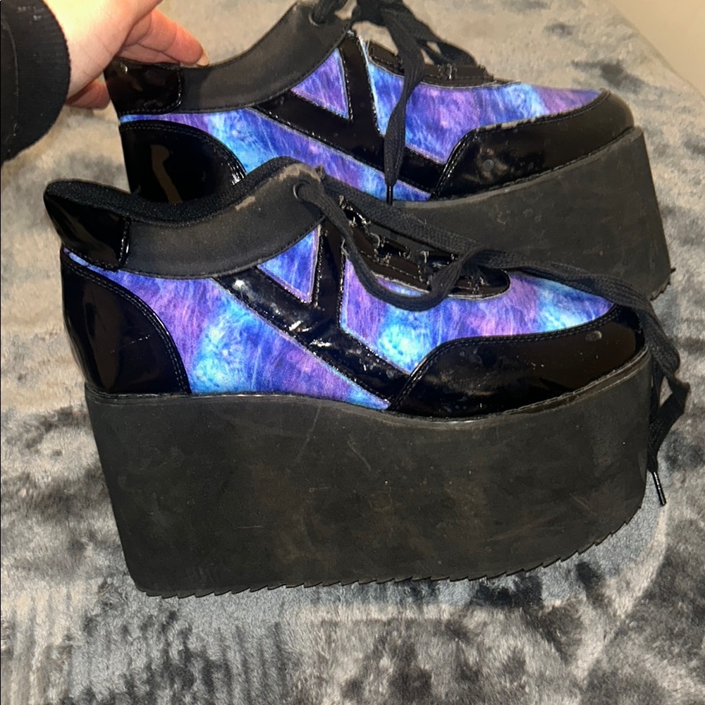 Platform Sneakers in Black and Purple